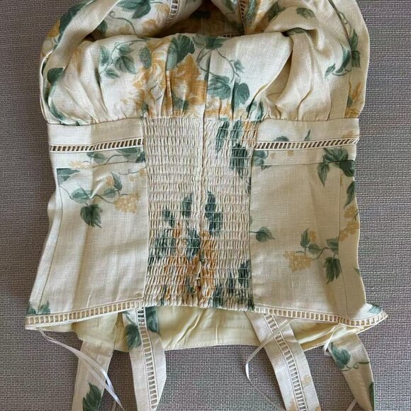 Reformation Floral Midi Dress in Cream and Yellow - Picture 9 of 14